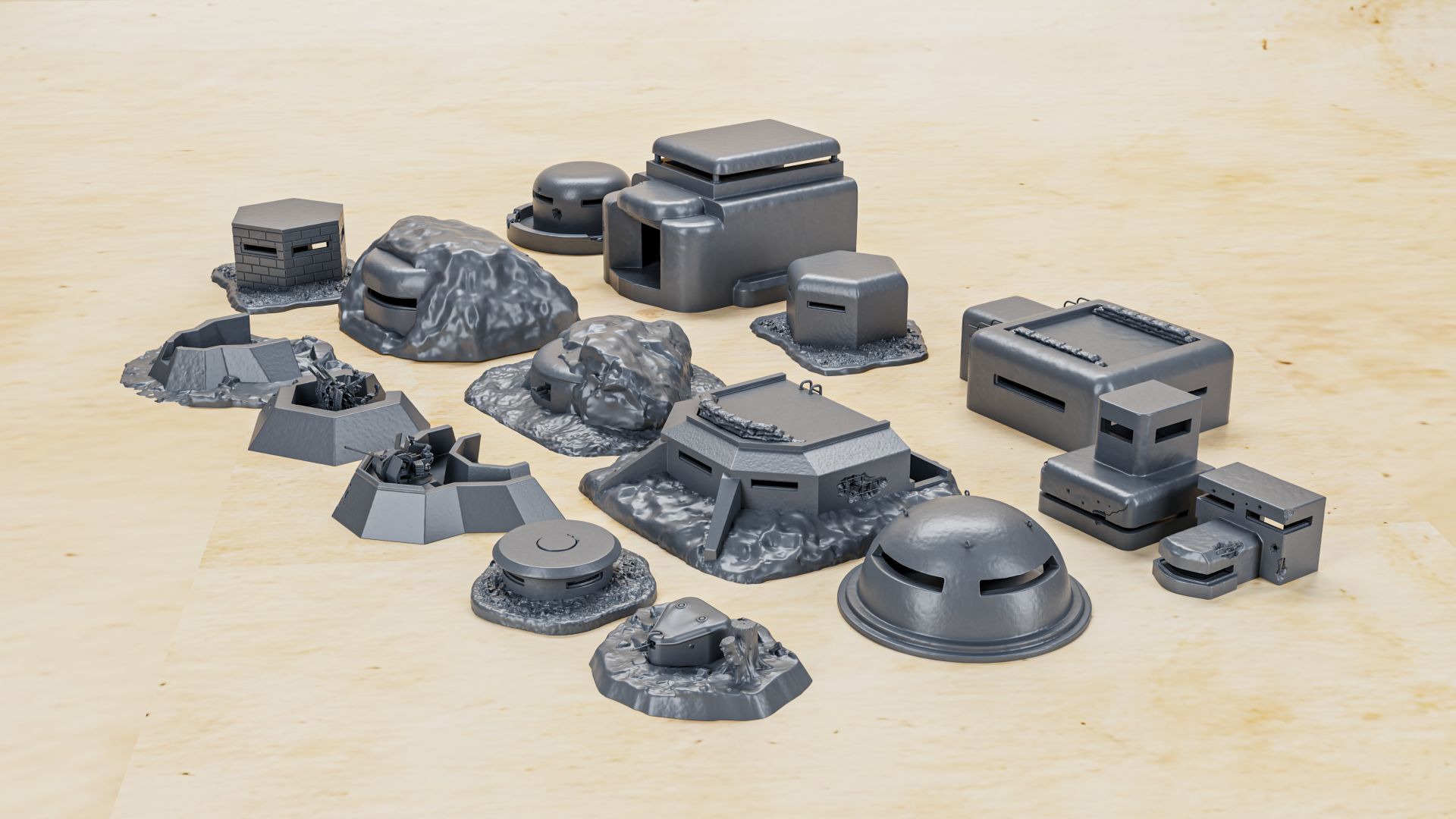 BOLT ACTION - 17 Bunkers of WW2 (scale 1:56)